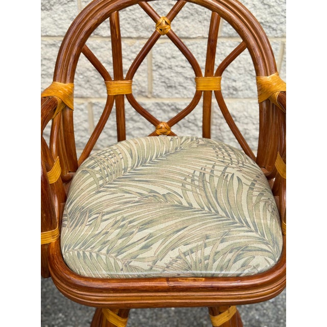 Vintage Rattan Swivel Bar Stools, Set of 4 For Sale In Philadelphia - Image 6 of 12