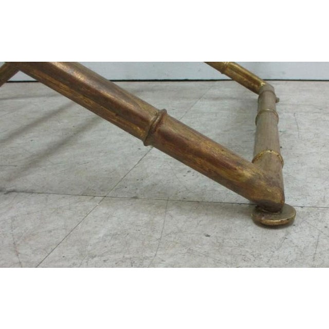 Campaign Vintage Gold Gilt Faux Bamboo Campaign X Base End Table Italian Regency B For Sale - Image 3 of 10
