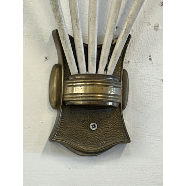 Vintage White Wall Lights in Brass, 1950, Set of 2 For Sale - Image 9 of 11
