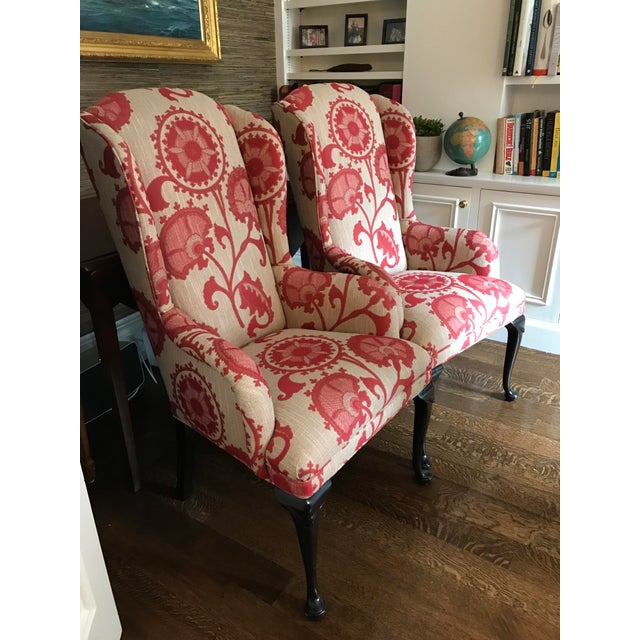 Red and White Wingback Chairs A Pair Chairish