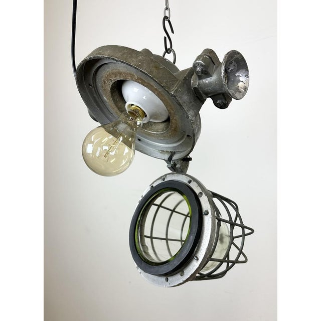 Industrial Cast Aluminium Cage Pendant Light, 1960s For Sale - Image 15 of 18