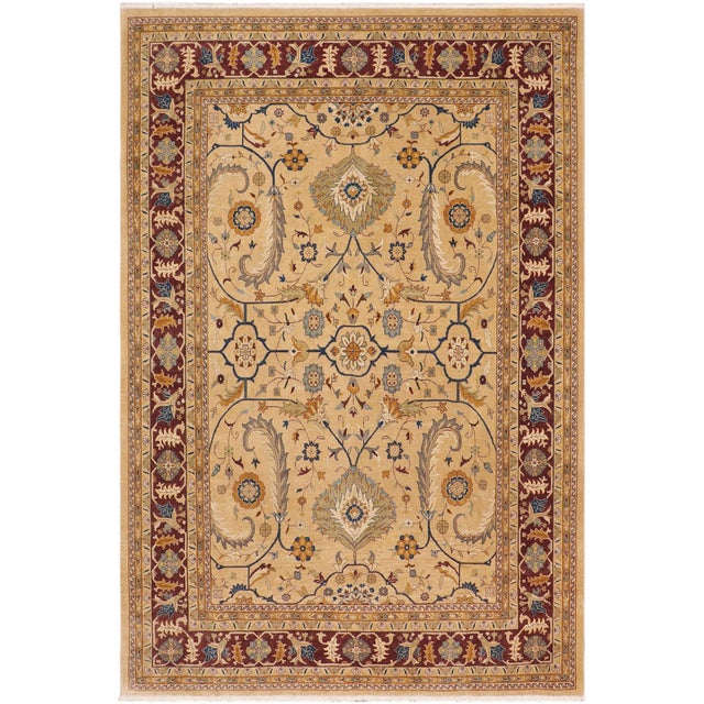 Art Nouveau Tan/Aubergine Wool Rug - 9'0'' X 11'9'' For Sale - Image 10 of 10