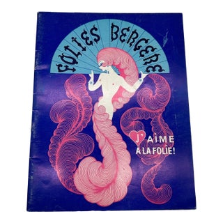 1971 Folies Bergère Starring Hélène Martini Vintage Cabaret Pamphlet by Erté For Sale