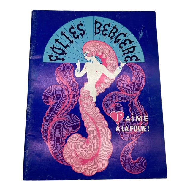 1971 Folies Bergère Starring Hélène Martini Vintage Cabaret Pamphlet by Erté For Sale