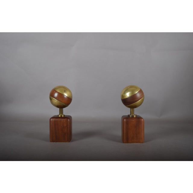 Brass and Wood Sphere Sculptures from Ardisur, Spain, 1970s, Set of 2 For Sale - Image 6 of 13