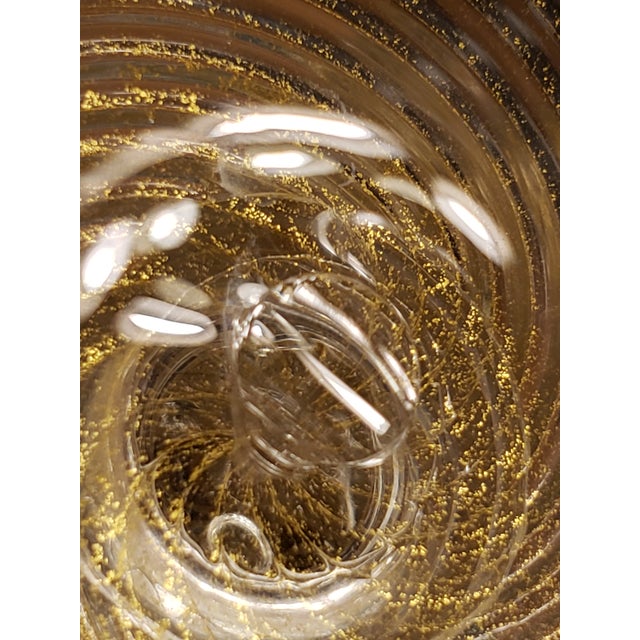 Gold Murano Glass 3 Dolphin Tazza Compote Rigadin Gold Polveri Attr Salviati For Sale - Image 8 of 16