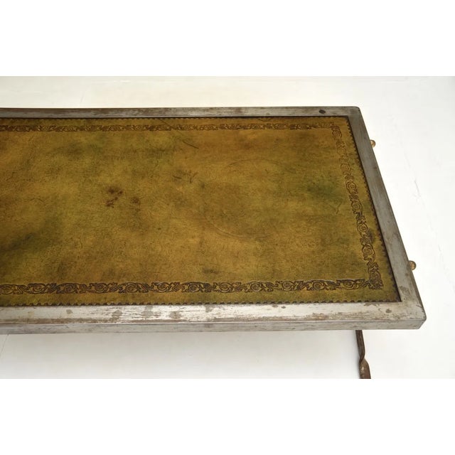 Olive French Steel and Leather Coffee Table, 1960s For Sale - Image 8 of 10