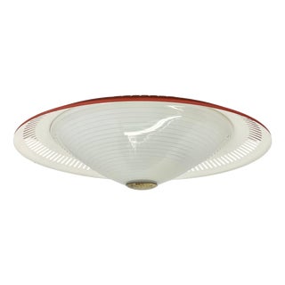 Modern Metal and Glass Flushmount Light in the style of Gio Ponti, Italy, 1950s For Sale