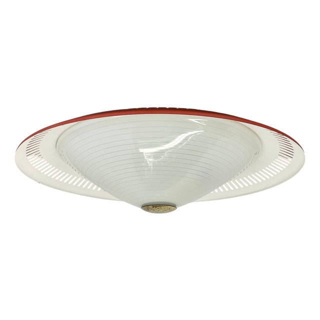 Modern Metal and Glass Flushmount Light in the style of Gio Ponti, Italy, 1950s For Sale