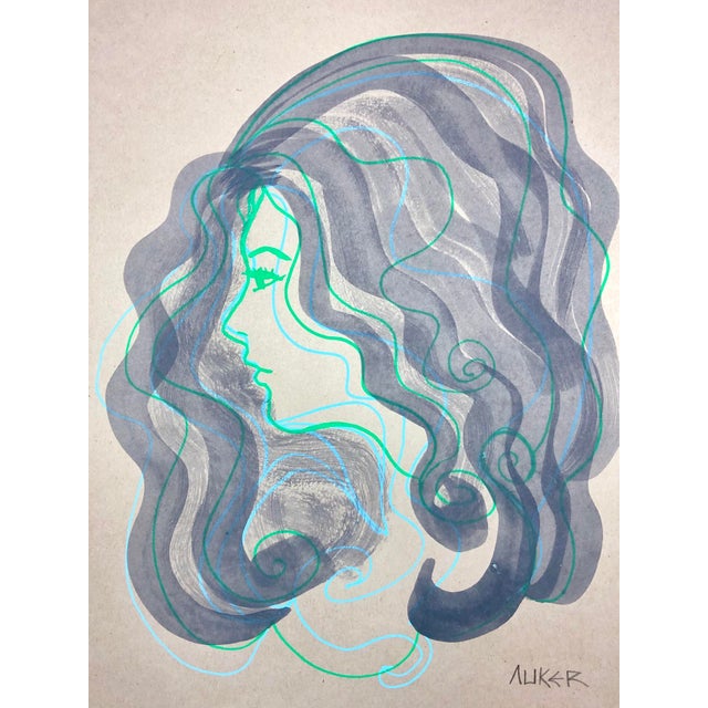 Abstract Original Painting on Paper by CL Auker For Sale - Image 3 of 6