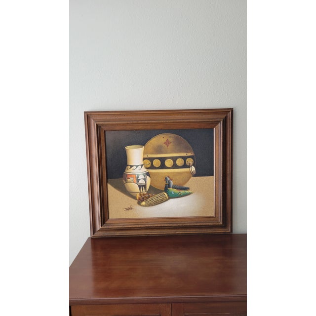 Collectors item, beautiful sand painting depicting early American art by renowned Artist Myung Mario Jung. The still...