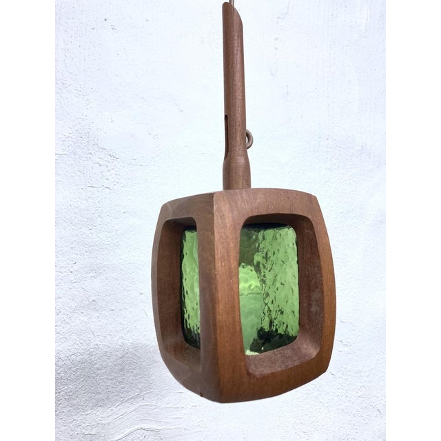 Pendant Lamp in Teak and Glass attributed to AB Stilarmatur, Tranås, Sweden, 1960s For Sale - Image 10 of 12