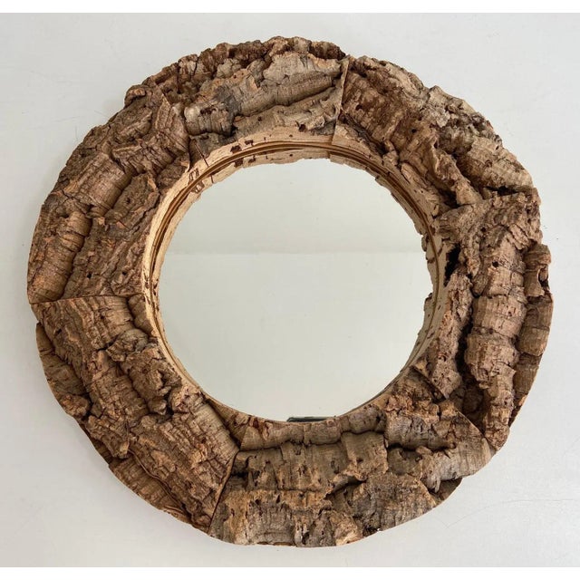 1970s Circa 1970 French Cork and Wood Mirror For Sale - Image 5 of 13