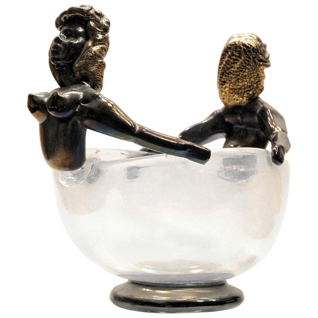 Iridescent Bowl with Figurine in Head Position attributed to Ercole Barovier, 1930s For Sale - Image 17 of 17