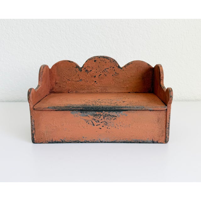 Rustic European Primitive Wood Box With Scalloped Back For Sale - Image 3 of 14
