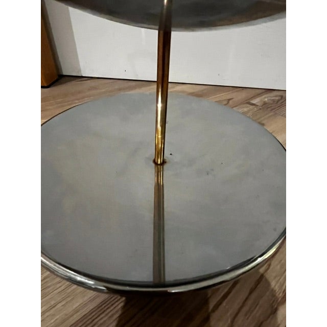 Vintage Kromex Tidbit Tray Two Tier Stainless Gold Tone Center Post For Sale - Image 4 of 14