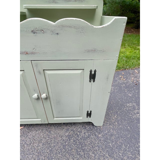 Restored Mid-Century Country Style Sage Green Dry Sink For Sale - Image 9 of 13