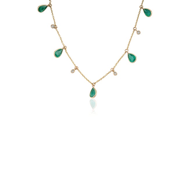 Late 20th Century 1.86ct Genuine Emerald Realism Charm Necklace With Diamonds For Sale - Image 4 of 15