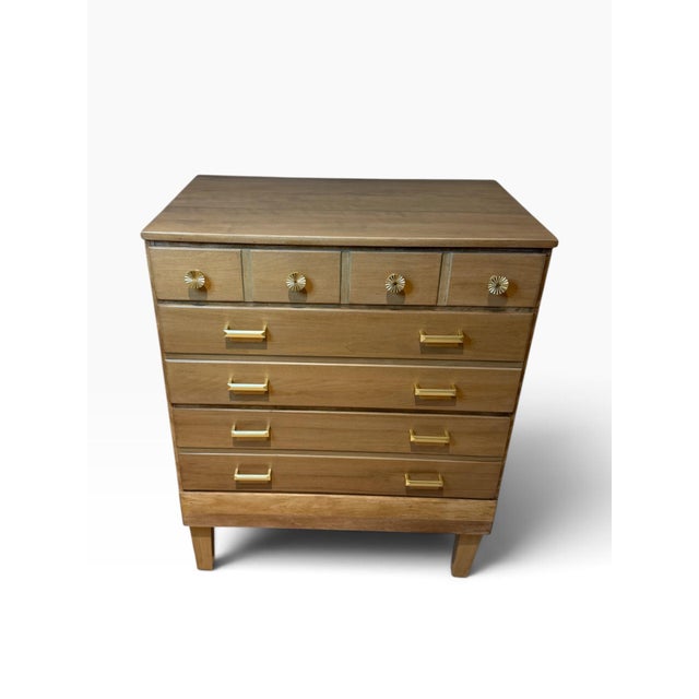 Refinished Vintage Ethan Allen 3 Drawer Chest | Mid-Century Modern Style Solid Wood Dresser | Custom Two-Tone Stain Stamped CRP Bachelor Chest For Sale - Image 11 of 12
