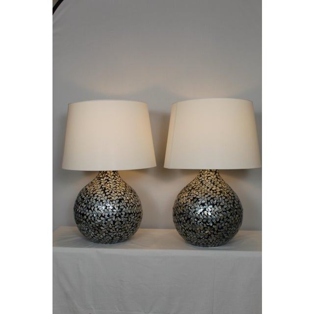Mid 20th Century Moroccan Style Pearl Inlay Lamps - a Pair For Sale - Image 10 of 12