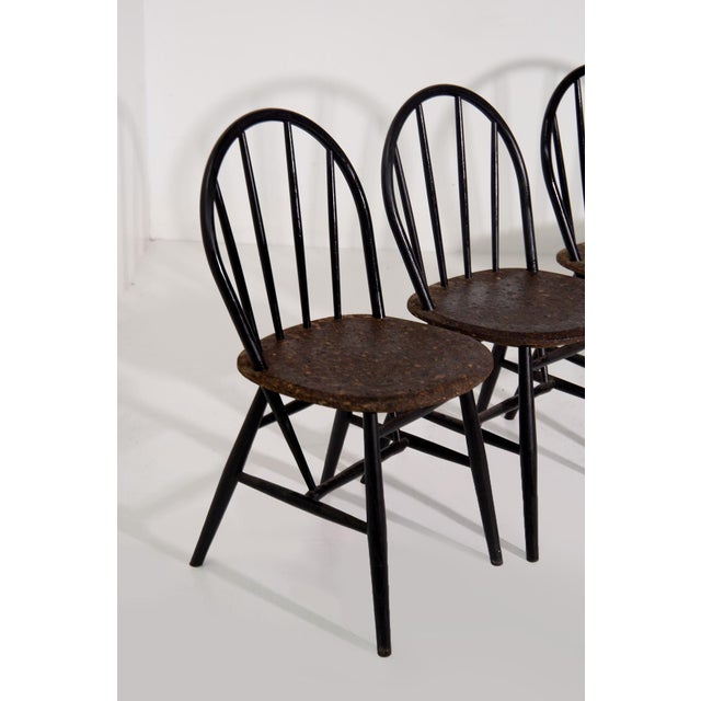 Wood and Cork Chairs, 1970, Set of 6 For Sale - Image 6 of 14