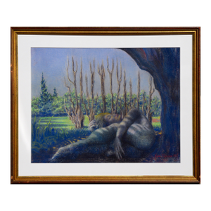 Vintage Figurative Landscape -- Sleeping Among the Trees by Ken Bower