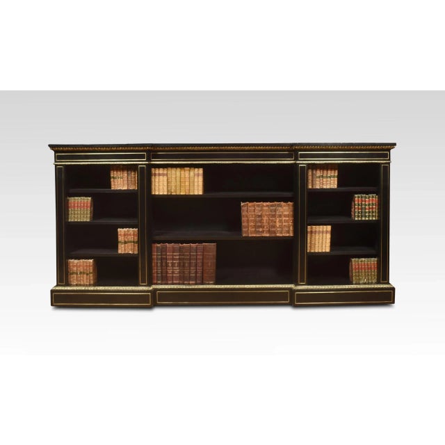 Black Large Napoleon III Brass Mounted Open Bookcase For Sale - Image 8 of 9
