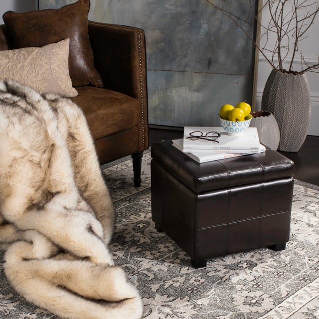 Square Tufted Ottoman in Brown & Black For Sale - Image 9 of 11