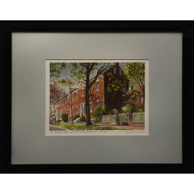 Boyhood Home of Robert E. Lee, Alexandria Lithograph, Framed For Sale