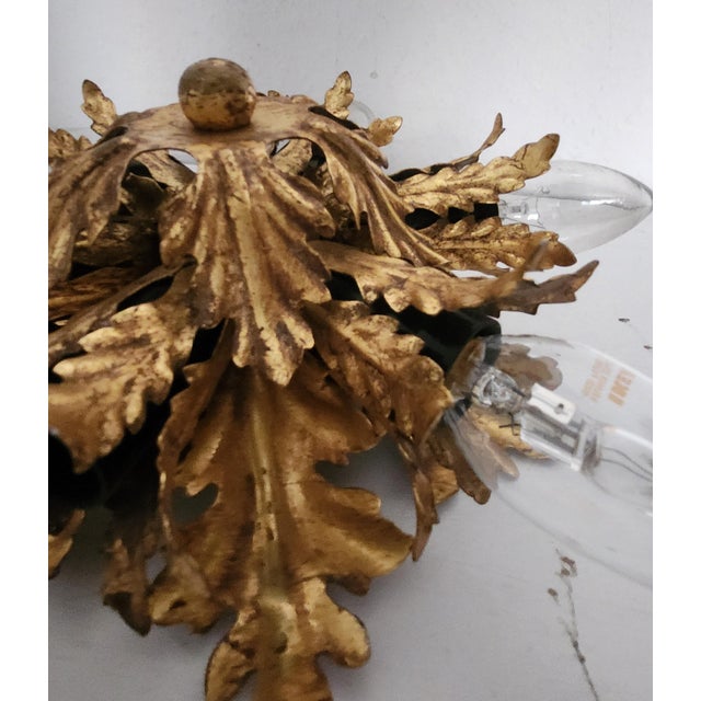 Gold-Plated Six-Light Florentine Wall Lamp, 1960s For Sale - Image 10 of 18