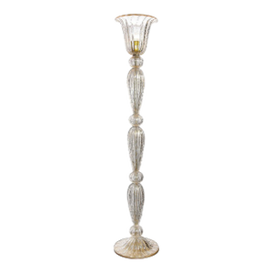Modernist Torchiere in Amber Handblown Murano Glass W/ 24kt Gold Bands