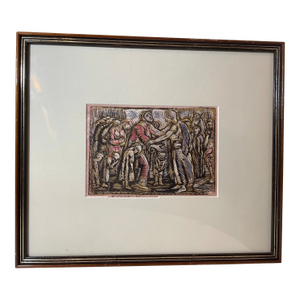 Vintage Religious Original Ruth Collet Woodblock Linocut Figural Pop Art Print