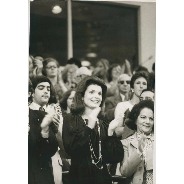 Jackie Kennedy Onassis, Madison Square Garden, 1970s, Black and White Photograph For Sale