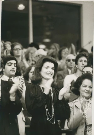 Jackie Kennedy Onassis, Madison Square Garden, 1970s, Black and White Photograph
