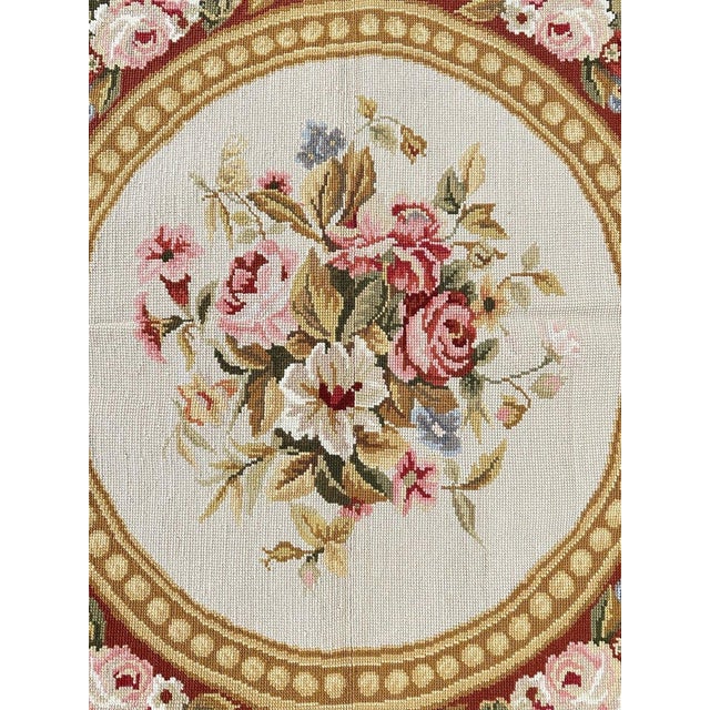 2000 - 2009 French Style Ivory & Red Needlepoint Area Rug 8' X 10' For Sale - Image 5 of 9