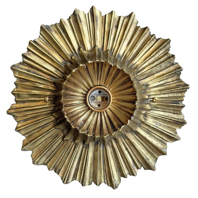 Pair of Early 20th Century American Art Deco Brass Flush-Mount Fixtures For Sale - Image 10 of 14
