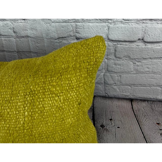 Turkish 16 x 24 Hemp Pillow Turkish Cushion Natural Green Pillow Cushion Cover For Sale - Image 3 of 4