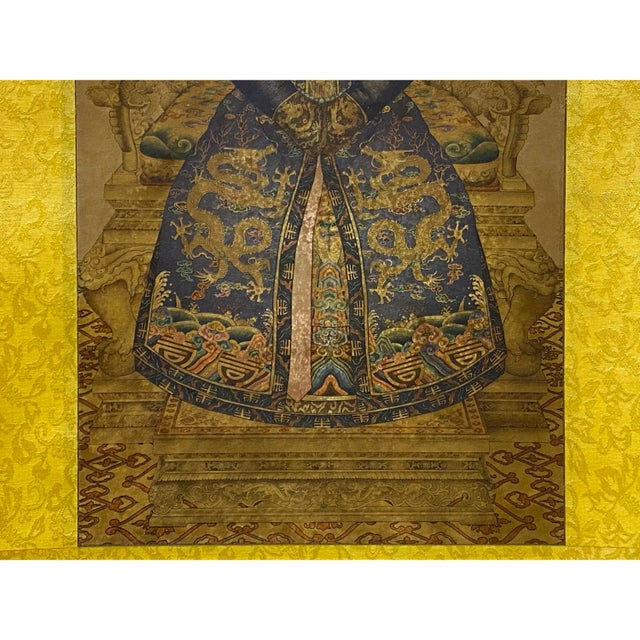 Chinese Qing Emperor Queen Portrait Scroll Painting Wall Art For Sale In San Francisco - Image 6 of 7