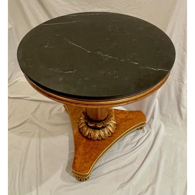 Biedermeier Table Carved Giltwood Marquina Marble Top. Invitinghome. For Sale In West Palm - Image 6 of 12