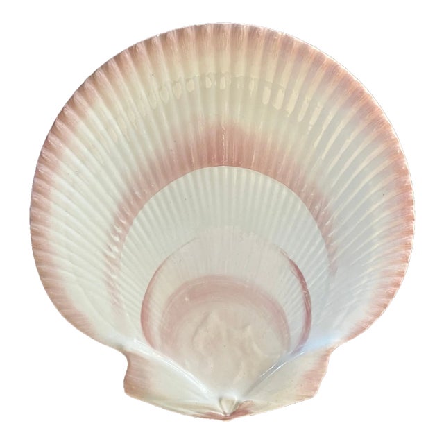 Antique 19th Century Wedgwood Pink Nautilus Pearlware Scallop Sea Shell Dessert Dish or Plate For Sale