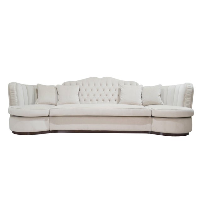 Italian Curved Modular Sofa in Beige Velvet from Kabinet For Sale - Image 4 of 4