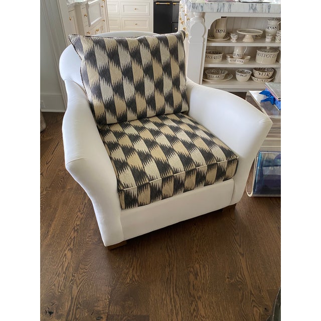 2010s Contemporary Upholstered Extra Wide Arm Chair With Slip Cover For Sale - Image 5 of 7