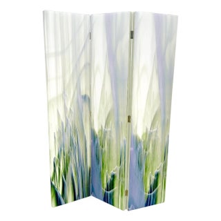 Vintage c1970s Mid Century Painted Canvas 3 Panels Room Divider Screen For Sale