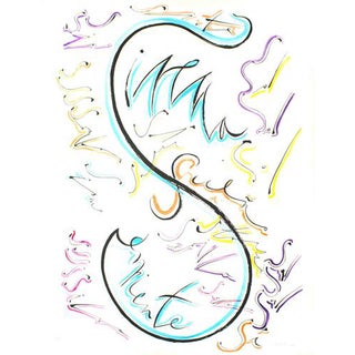 Rafael Alberti, Letter S Lithograph Edition of 99, 1972, Watercolor on Paper For Sale