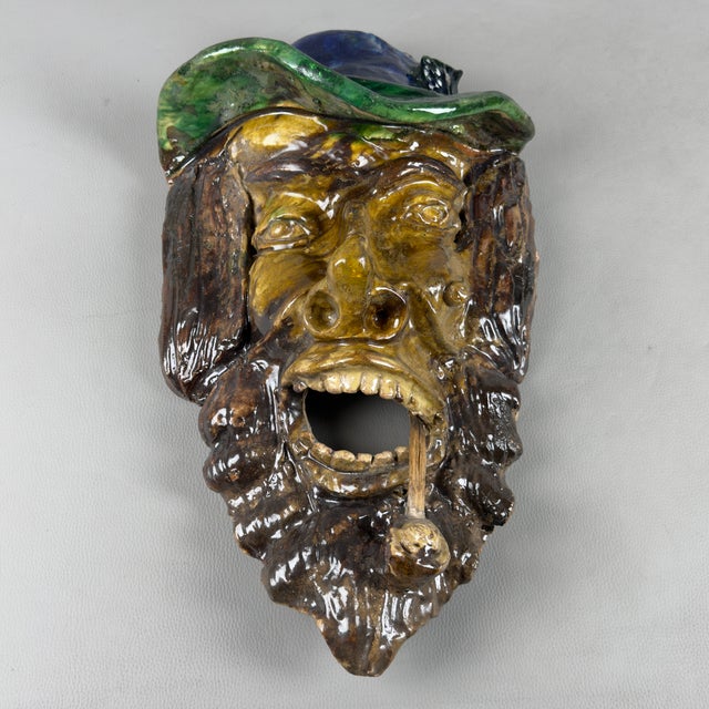 Antique Calabrian Majolica Terracotta Wall Mask, 20th Century For Sale - Image 7 of 12