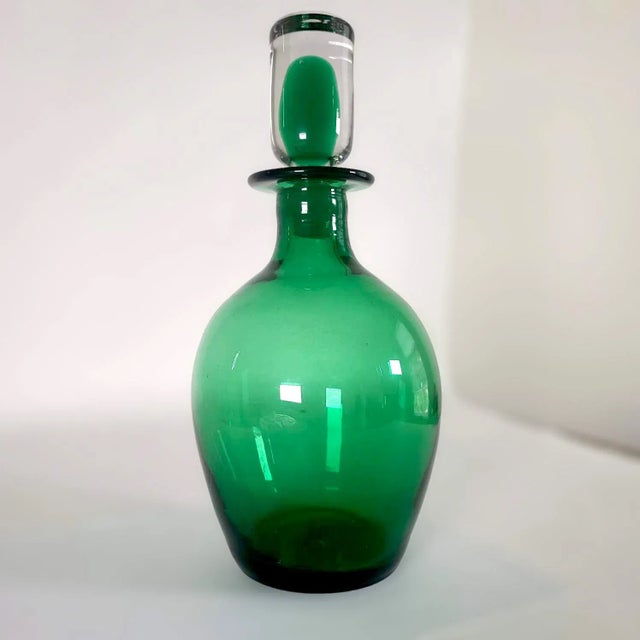 1970's Emerald Green Model 7320 Decanter by John Nickerson for Blenko For Sale - Image 10 of 11