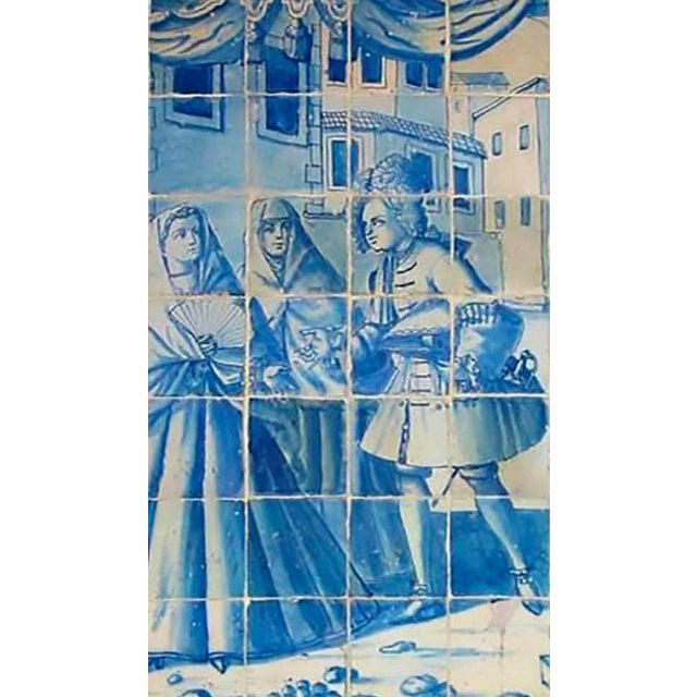 18th century Portuguese "Citywide " Measures: 168cm x 126 cm 108 tiles This panel is with the tiles restored 18th century....