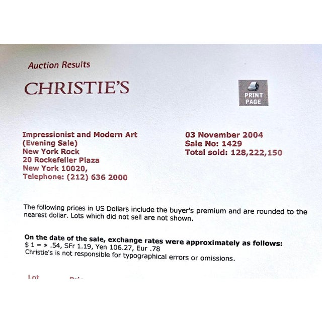 Christie's New York Impressionist & Modern Art, Evening Sale 3 November 2004, Catalog For Sale - Image 14 of 14