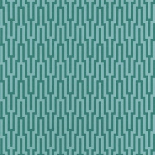 Sample - Schumacher Metropolitan Fret Wallpaper in Turquoise For Sale