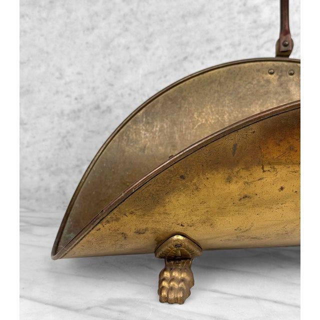 Vintage English Regency Brass Lions Paw Fireplace Firewood Log Holder For Sale - Image 10 of 10